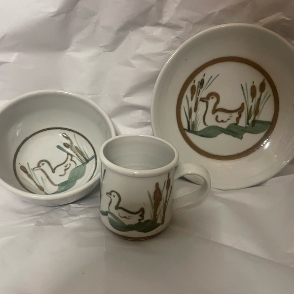 Artisan Dining Jensen Turnage Signed Pottery Woodland Duck Scene